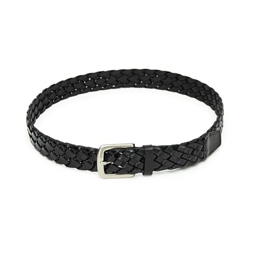 Woven Braided Belt for Men - 1 3/8"（35mm Cowhide Leather Dress Belt for Casual Jeans - Ultimate Comfort & Style(100cm/39, Black)2