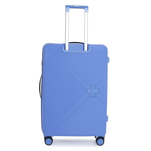 Image of SWISS MILITARY Maze Hard Top Black Polypropylene (PP) Luggage Trolley Bag with TSA-Lock & Body Coloured 360 Degree Rotatable 8-Wheels,Color -Sky Blue,24 Inch