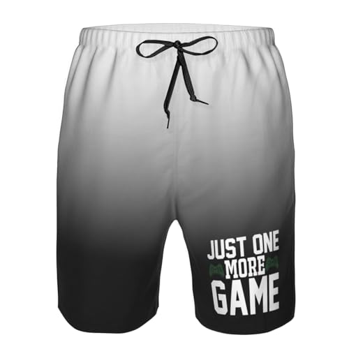 Gaming Just One More Game Men's Casual Board Shorts - Elastic Waist Drawstring Swim Trunks Swimwear Bathing Suits,4
