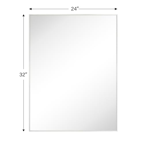 Image of TEHOME Chrome Bathroom Vanity Mirror with Squared Corners, 24x32'' Silver Rectangle Stainless Steel Metal Framed Mirror for Bathroom