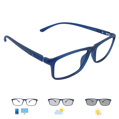 Image of Vast Photochromic Blue Cut Computer Glasses for Eye Protection | Zero Power Anti Glare & Blue Light Filter | UV Protect Specs for Men & Women| Frames| Cooling Glasses Lens
