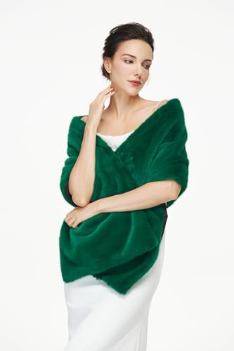 Women Faux Fur Shawl Wrap for Evening Dresses Bridal Fur Stoles Scarf for Wedding Party2
