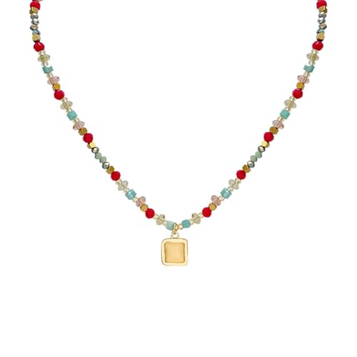 Collier coloré en résine et perles marguerite pour chaîne de clavicule