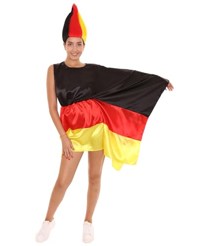 BC GOODS BY Women's Patriotic Germany Flag Dress | World Cup Soccer Fans Costumes Outfit | Olympic Game Celebration Adult Accessory - Small