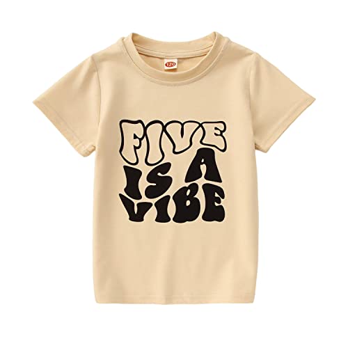 5th Birthday Shirts for Girls Boys 5 Year Old Five is A Vibe Birthday Shirt Girl Fifth Birthday Party Gift Tees Tops