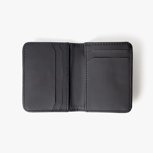 Image of Bellblock Minimal Card Holder for Men /Women | Slim Handcrafted Mens Card Wallet | Upto 7 Cards & Folded Cash | Vegan Leather | Black (Pack of 1)