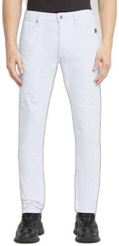 G-STAR Raw - Mens 3301 Slim Jeans, Color Paper White Gd Destroyed, Size: 34W x 34L