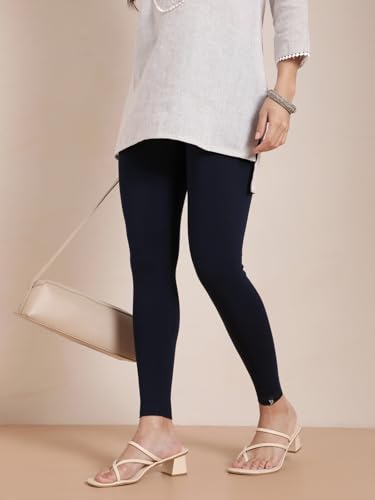 Image of TWIN BIRDS Super Stretchable Cotton Elasthane Fabric Ankle Length Leggings for Women