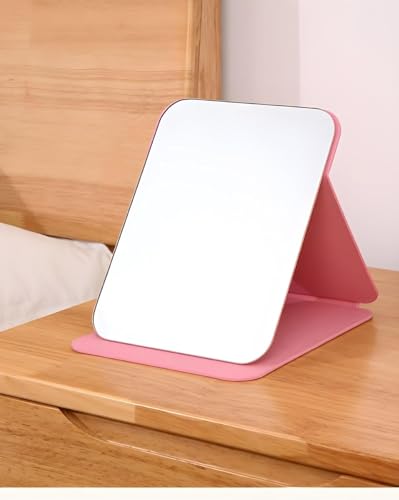 Image of Makeup Mirror with Magnification, for Desk Make Up, Magnifying Hand Held Mirror (Pink Leather)