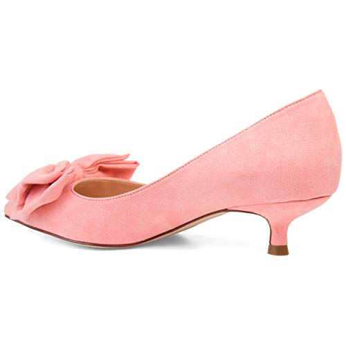 Brinley Co. Womens Pointed Toe Bow Pump Coral, 8.5 Regular US2