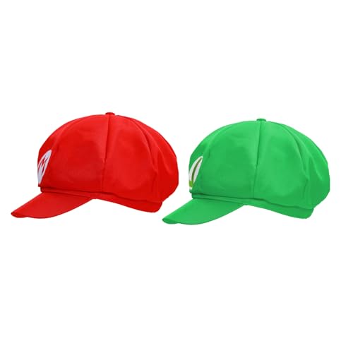DressVoguer Anime Adult Red & Green Hat Baseball Cap Suit- Octagonal Pattern for Halloween Cosplay Baseball Caps (Red Green)