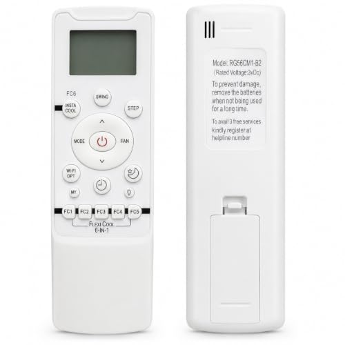 Image of K2 Remotes Compatible for Carrier AC Remote RG56CMI-B0 - Replacement for Carrier Split & Window AC 1 Ton, 1.5 Ton & 2 Ton | Flexi Cool | LCD Display | White