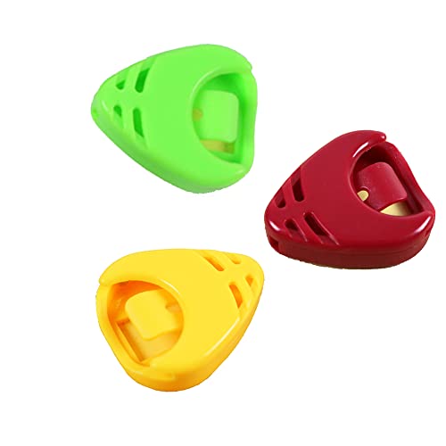 Rayzm Lot de 3 supports en plastique pour médiators de guitare, rouge, jaune et vert - Les Beatles, Paul McCartney, John Lennon, RIngo Starr, George Harrison Rayzm Lot de 3 supports en plastique pour médiators de guitare, rouge, jaune et vert