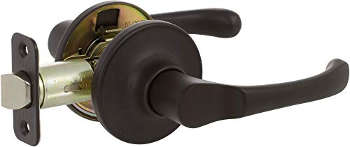 Delaney Hardware Newport Privacy Door Handle, Fits Door 1-3/8 to 1-3/4 in. Thick, Edge Oil Rubbed Bronze – Reversible Left/Right-Handed Bed & Bathroom Push Button Door Lever – Easy to Install
