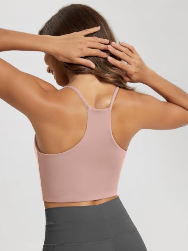 Image of ODODOS Halter Sports Bra for Women Non Padded Strappy Cropped Tops Workout Yoga Crop