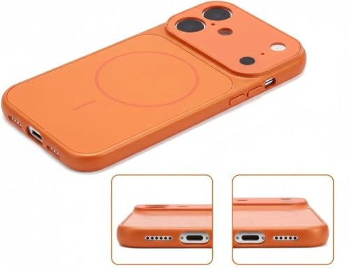 Image of for iPhone 16 Plus |Convert to 17 pro /17 Pro Max Style Premium Back Glass Converter Cover Magnetic Case for iPhone 16 Plus |Convert to 17 pro /17 Pro Max (Orange)