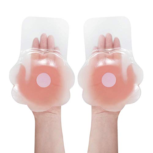 BBDINO Invisible Breast Lift Pasties, Silicone Invisible Lift Up Bra, Adhesive Nippleless Covers Extra Thin & Soft 4.7 Inches