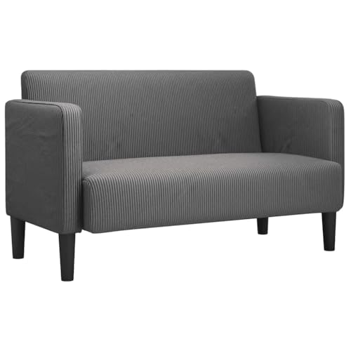 vidaXL Sofá Loveseat Gris Oscuro 109 cm Tejido de Pana, sofá, sofá tapizado, sofá de Dos plazas, sofá Cama, Asientos de Sala de Estar