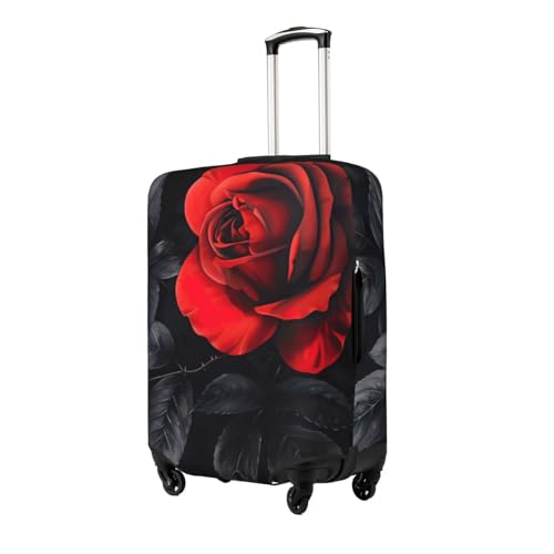 Red Rose and Black Leaves Print Fashionable Suitcase Cover Personalized Luggage Protector for Travel and Business2
