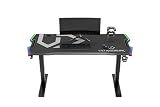Ultradesk Force | Escritorio para Juegos con Gran Espacio De Trabajo Y Almohadilla XXL, 2 Orificios para Cables | Repisa para Regletas, LED RGB | Estructura De Acero, Almohadilla Gris, 166x70 cm