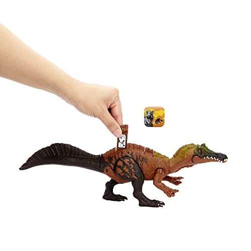 Jurassic World Wild Roar - Irritator Dinosaur Toy Figure with Roar Sound, Attack Movement and Hidden Track Code for AR Experience, 13 cm, for Children from 4 Years, HLP22