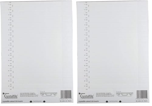 Image of Rexel Printable Inserts for 330 Lateral Suspension File Tabs, White, Crystalfile, 70676 (Pack of 2)