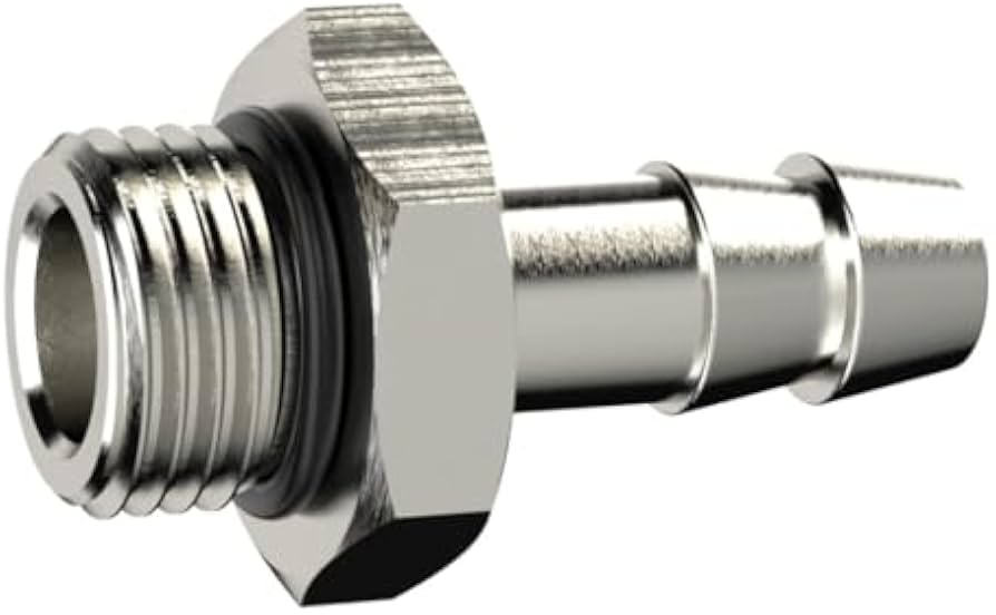 RIEGLER Einschraubschlauchtülle – G 3/8, Schlauch LW 6, Mit O-Ring – Vernickeltes Messing, 1 Stück