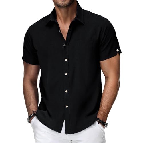 WZMYDBD Camicia Uomo in Cotone E Lino Camicia Uomo Maniche