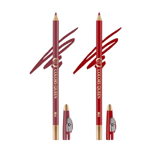 Image of Colors Queen Matte Lip Liner Pencil | Non Transfer Formula For Professional Makeup | Lip Liner Pencil Waterproof (Pack of 2 Combo 8)