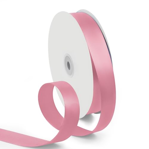HimBen 1 Inch 100 Yards Satin Ribbon Dusty Pink, Solid Color Fabric Ribbon for Gift Wrapping, Wedding, Polyester Gift Ribbon for Birthday Party Decoration, Craft, Hair, Floral, Sewing