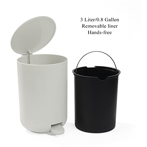 GAHEFY Small Beige White Bathroom Accessories Set with Mini Trash Can 3 Liter/0.8 Gallon,Toothbrush Holder,Soap Dispenser,Vanity Tray,Toilet Brush and Holder (Beige White 5pcs) by GAHEFY - Image 2