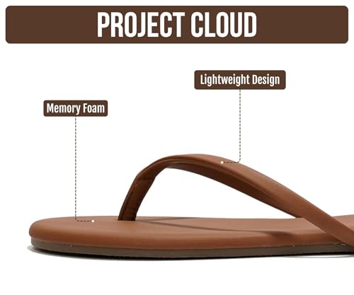 Image of Project Cloud Flip Flops for Women Footwear- Lightweight and Memory Foam Insole Sandals for Women 2026 - Durable Non-Slip Beach Essentials Flats for Women Sandals (Foundations)