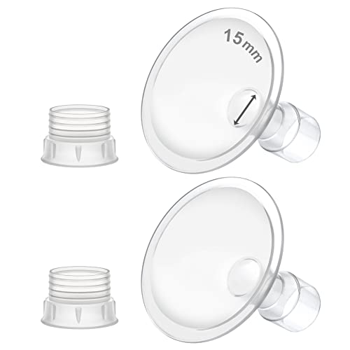 Image of Maymom MyFit 15mm Shield & Shield Converter Compatible with Zomee Pump Body, NCVI Connector, Selected Babybuddha Detachable Pump Body; Not Original Zomee Pump Parts; 2pc