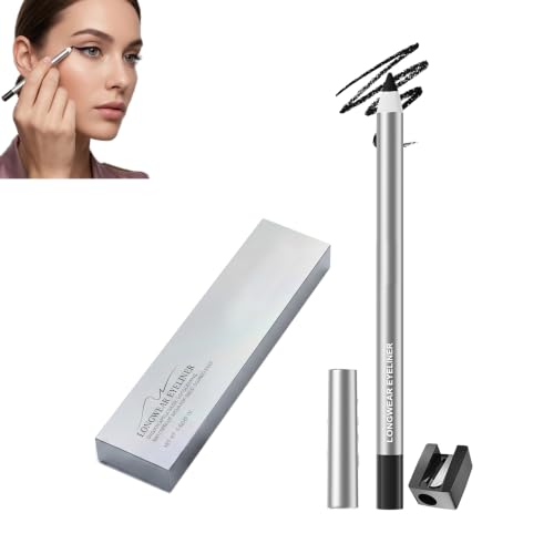 Foleto Eyeliner Waterproof Black, Long-Lasting Smudge-Proof Eye Liner Pencil with Sharpener, Smooth Anti-Smudging Formula （Liquorice）