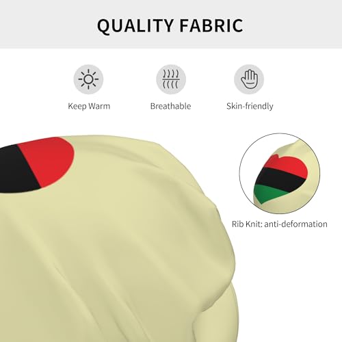 Pan-African Flag Heart Children Hip Hop Knitted Hat Kids Elastic Leisure Knit Cap Warm Sleep Beanies Black3