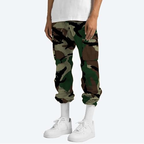 Outdoor Cargo Pants for Men Lightweight Relaxed Fit Tactical Pants Solid Camo Multi Pockets Classic Trousers4
