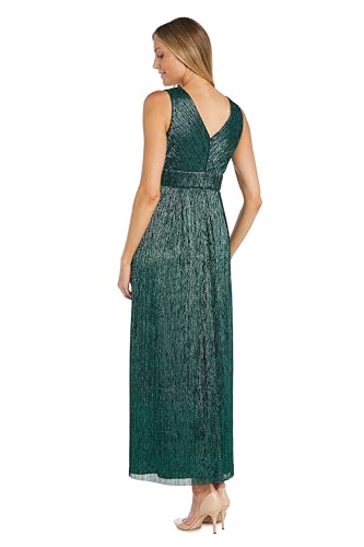Image of R&M Richards Women's Sleeveless Maxi Dress - V-Neck Pleated Long Formal Gown W /Rhinestone Trim - Party & Cocktail Attire