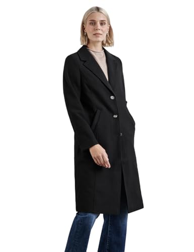 STREET ONE Damen A201958 Mantel in Woll-Optik, Black, 40