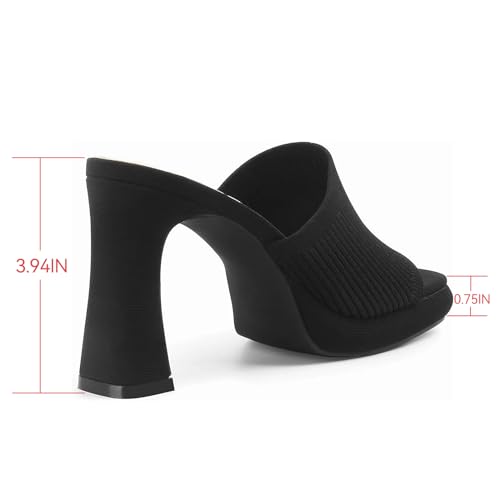 MUSSHOE High Platform Sandals for Women Square Toe Chunky Heel Block Heeled Sandals Slip On Open Toe Comfortable Sandals3