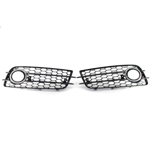 Image of Aptliton Front Radiator Grille for A4 B8 2009-2013, Double Slat ABS Front Bumper Grille Replacement with Airflow Cooling and Debris Protection, Direct Fit Exterior Trim, Gloss Black
