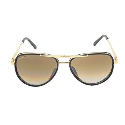 Image of Louis Kouros Cherokee Aviator Classic Trendy 4414 sunglasses | Mirror Lens | 400 UV Protected | For Men's Women's | Medium | 58mm Lens Width