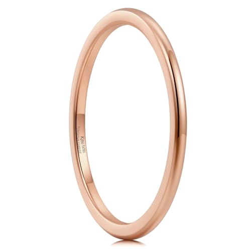 Image of King Will Men's Women's Tungsten Carbide Ring 24k Gold Plated Rose Gold Plated Domed Polished Finish Wedding Band