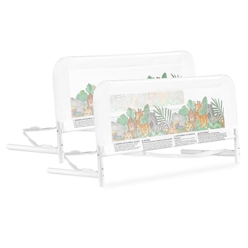 Dream On Me Lightweight Mesh Security Adjustable Bed Rail Double Pack with Breathable Mesh Fabric in Jungle Print, 2 Count (Pack of 1)