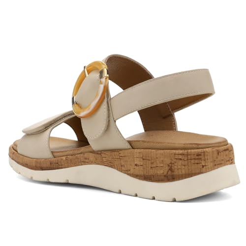 Image of UBFEN Womens Low Wedge Walking Sandals with Arch Support | Open Toe Sandals Adjustable Instep and Ankle Straps for Summer Everyday Outfits, Travel,vacation