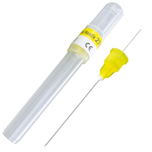 JEVOLVE 100 Pcs Dental Grade Plastic Hub Needles 27G Long | Disposable Dental Needles Self-Threading Tri-Bevel Point Needles
