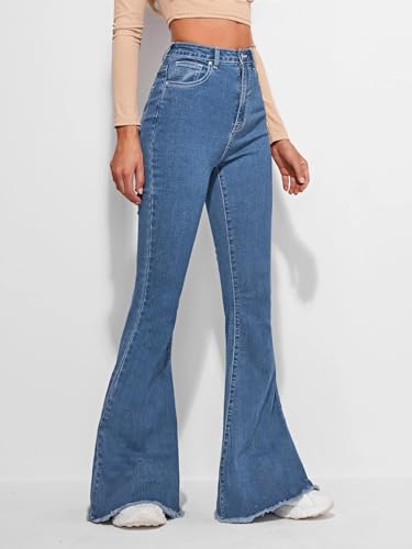 Image of KOTTY Women's Bootcut Flare Jeans with Slim Fit Thigh and Wide Hem Design