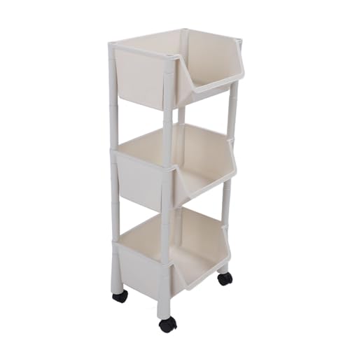 Carrinho Utilitário Móvel Branco Multicamadas Com Design de Carrinho, Armazenamento de Grande Capaci