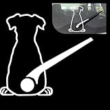 Shakas Dog Rear Windshield Stickers, Cute Dog Wagging Tail Back Design Engraved Decorative Rear Windshield Wiper Stickers, Creative Modification Accessories, Suitable for Most Cars (White)