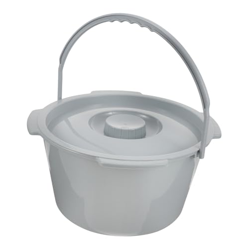 LRXIYODE 携帯用蓋付きプラスチック坐便椅便桶 高齢者 妊婦対応 安定設計で滑らか表面 清潔簡単 持ち運び便利なハンドル付き夜用尿器