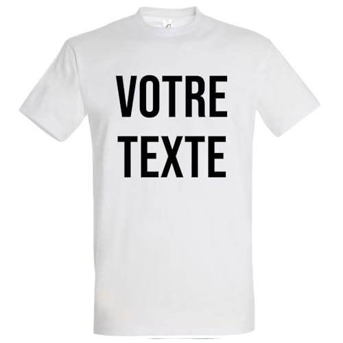 TShirt personnalisé avec votre texte, message, citation | couleurs au choix (Blanc, XL)